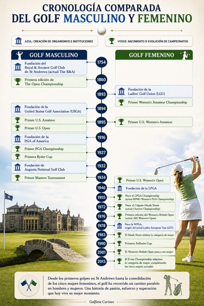 Comparativa historia golf femenino y masculino